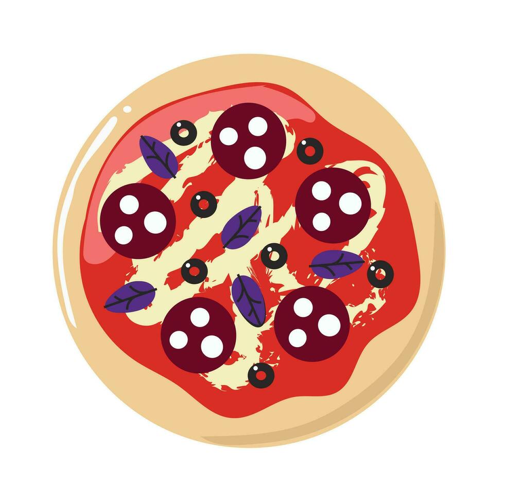 Salami pizza hand drawn icon clipart avatar logotype isolated vector illustration