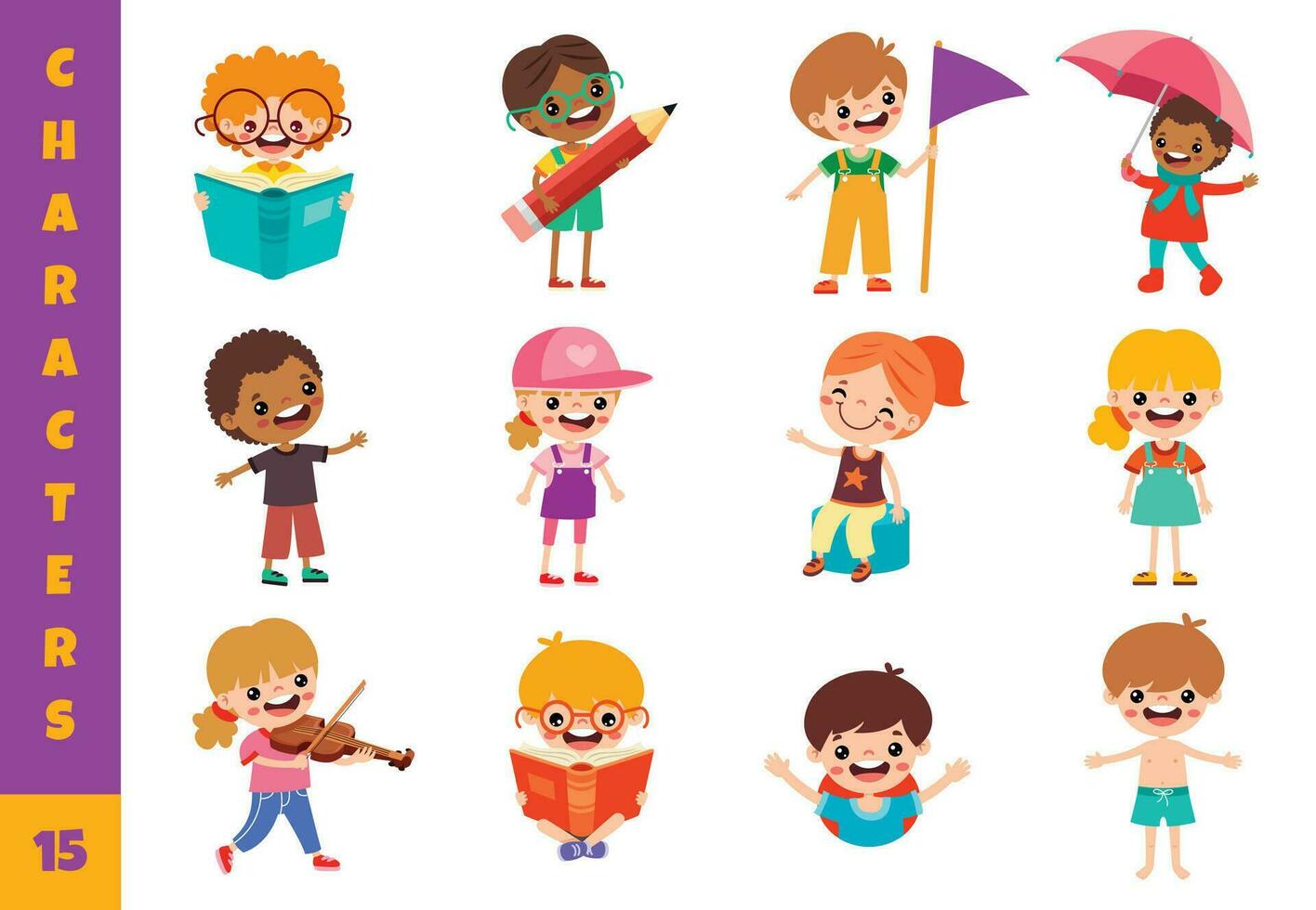 Cartoon Children Doing Different Activities vector