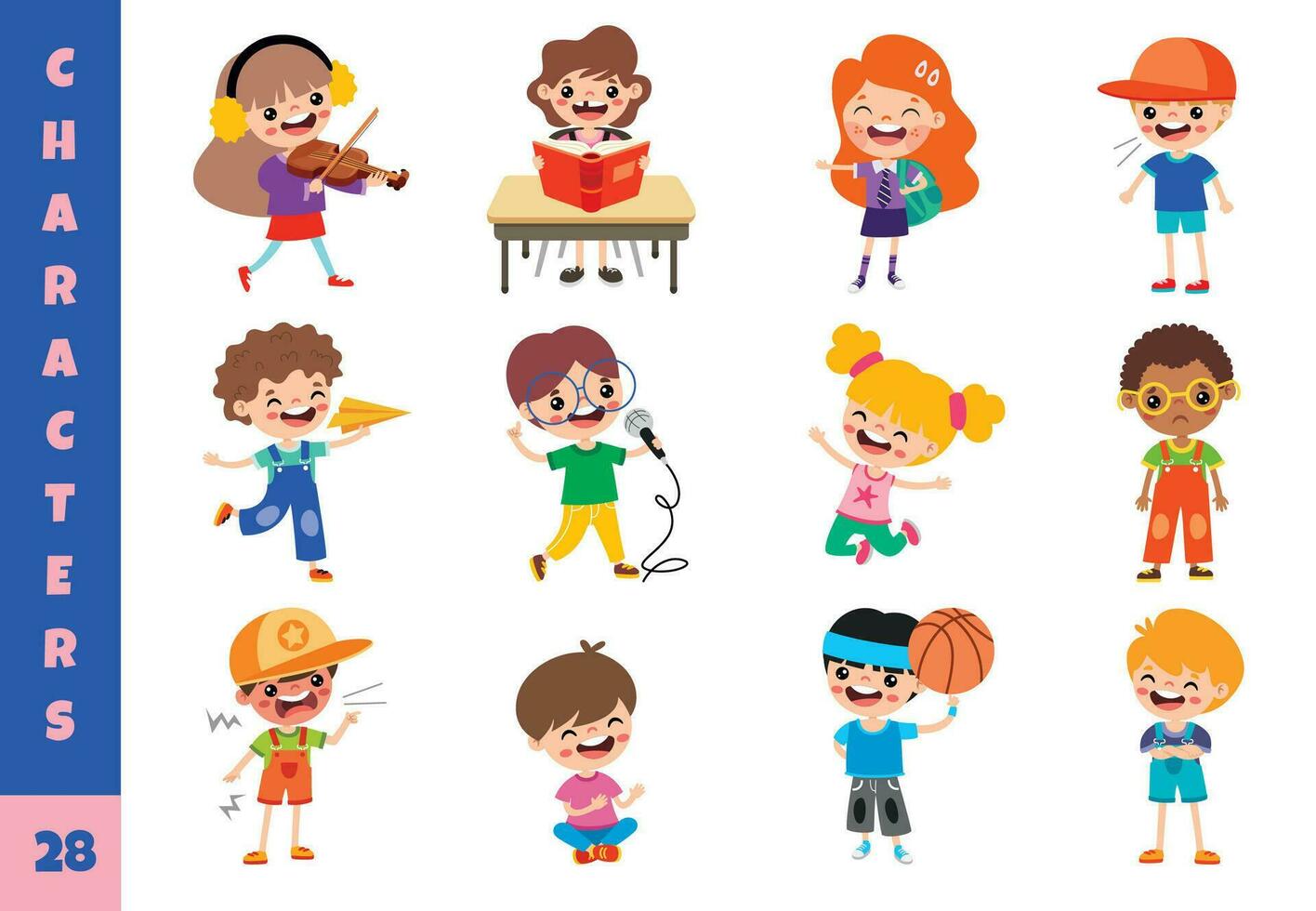 Cartoon Children Doing Different Activities vector