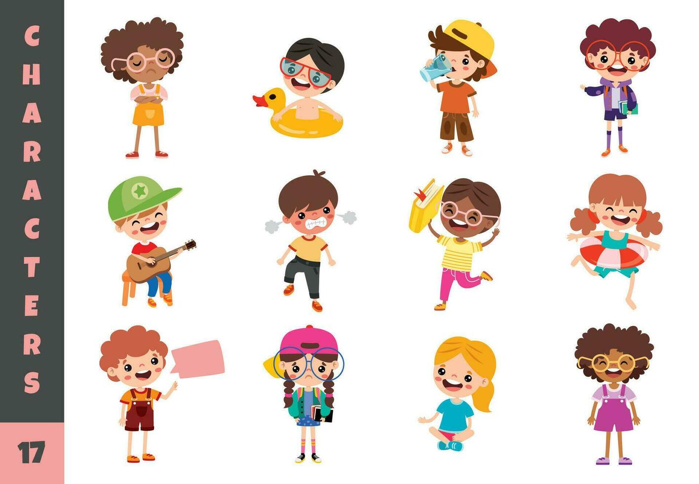 Cartoon Children Doing Different Activities vector