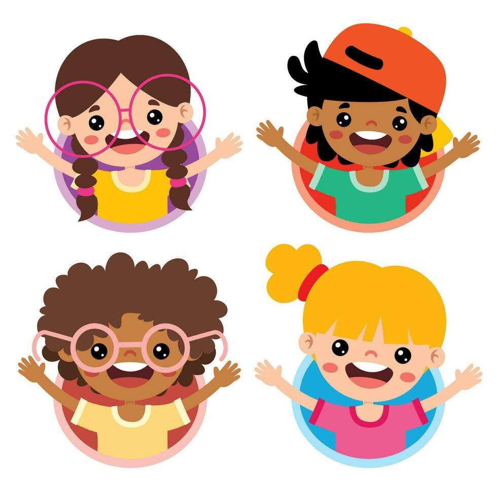 Happy Little Cartoon Children Posing vector