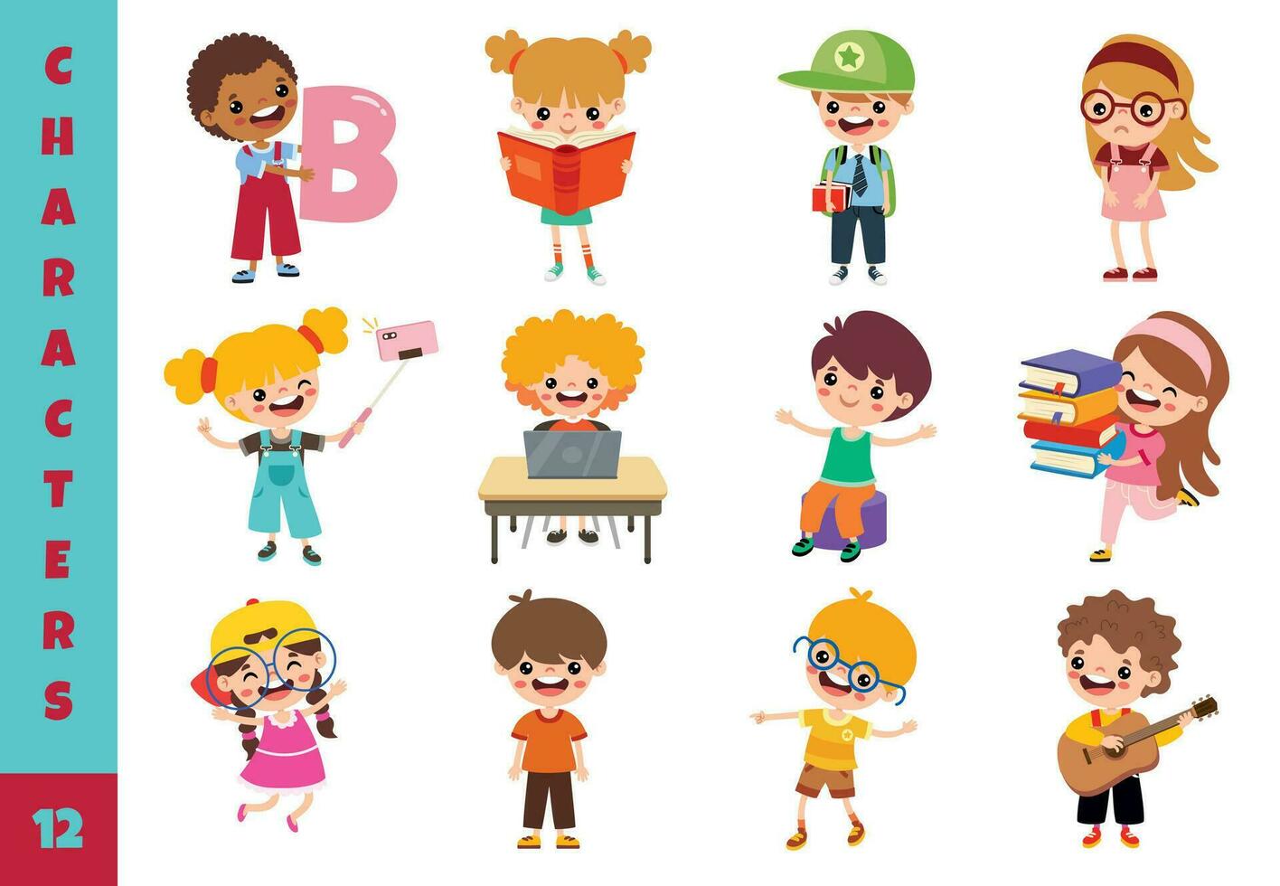 Cartoon Children Doing Different Activities vector