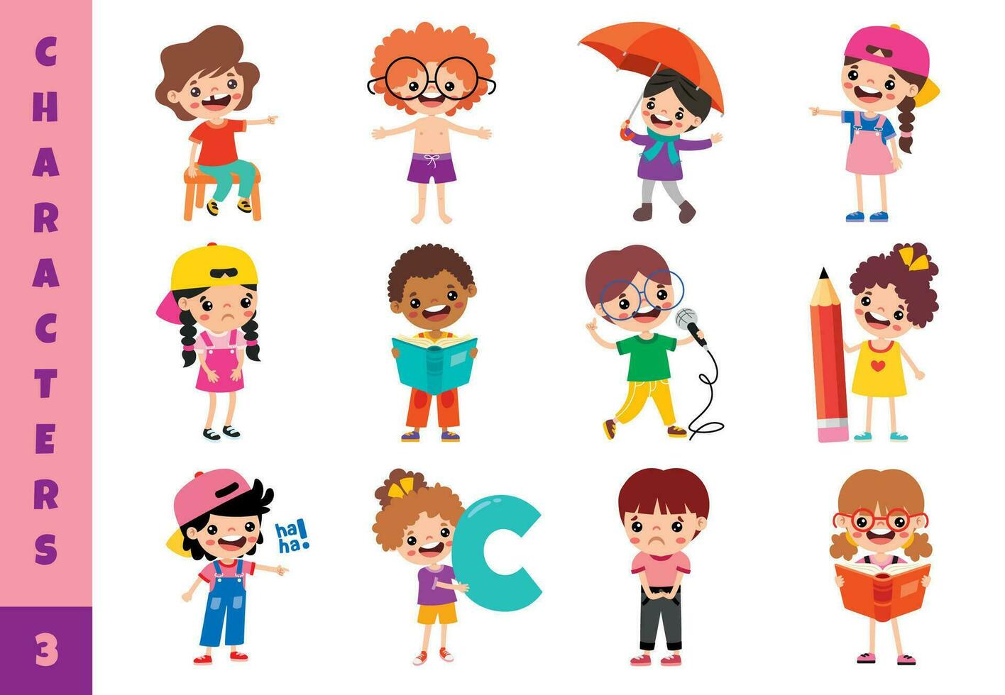 Cartoon Children Doing Different Activities vector