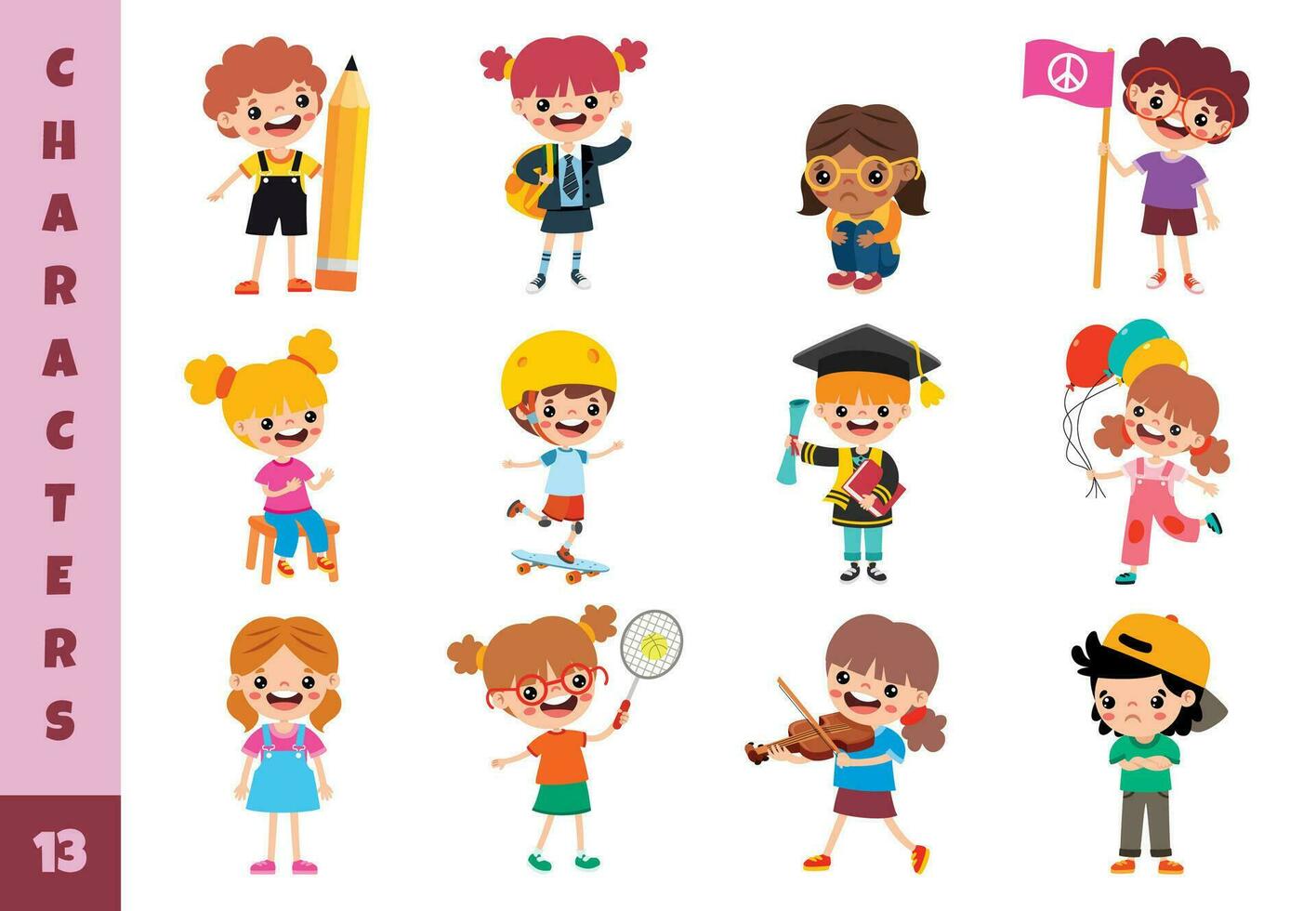 Cartoon Children Doing Different Activities vector