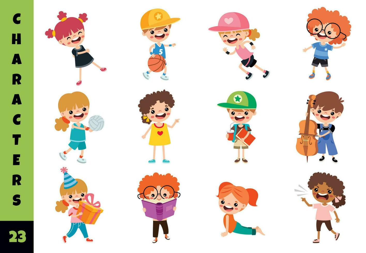 Cartoon Children Doing Different Activities vector