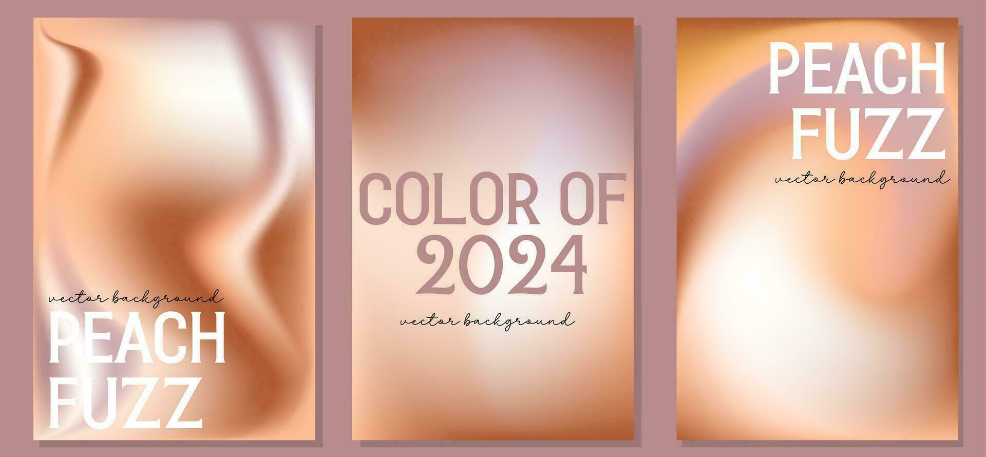 Set of gradient background in peach fuzz colors vector
