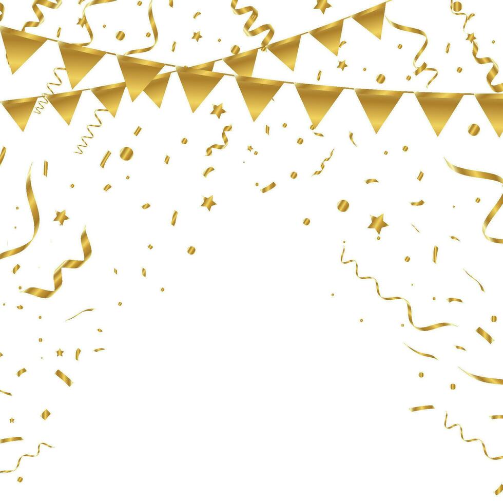 Vector confetti. Golden tinsel, confetti fall from the sky. Shiny confetti . Holiday, birthday