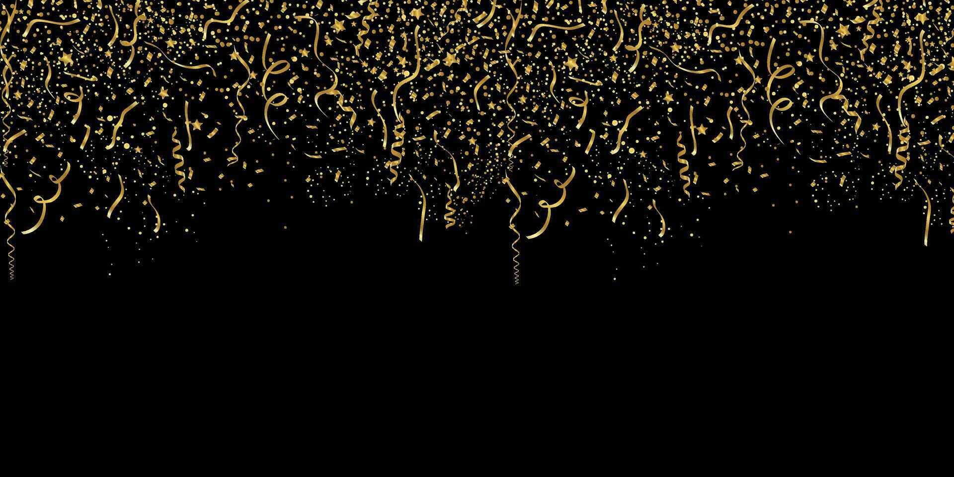 festive party with gold confetti in black background vector