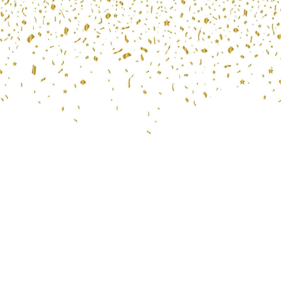 Vector confetti. Golden tinsel, confetti fall from the sky. Shiny confetti . Holiday, birthday.