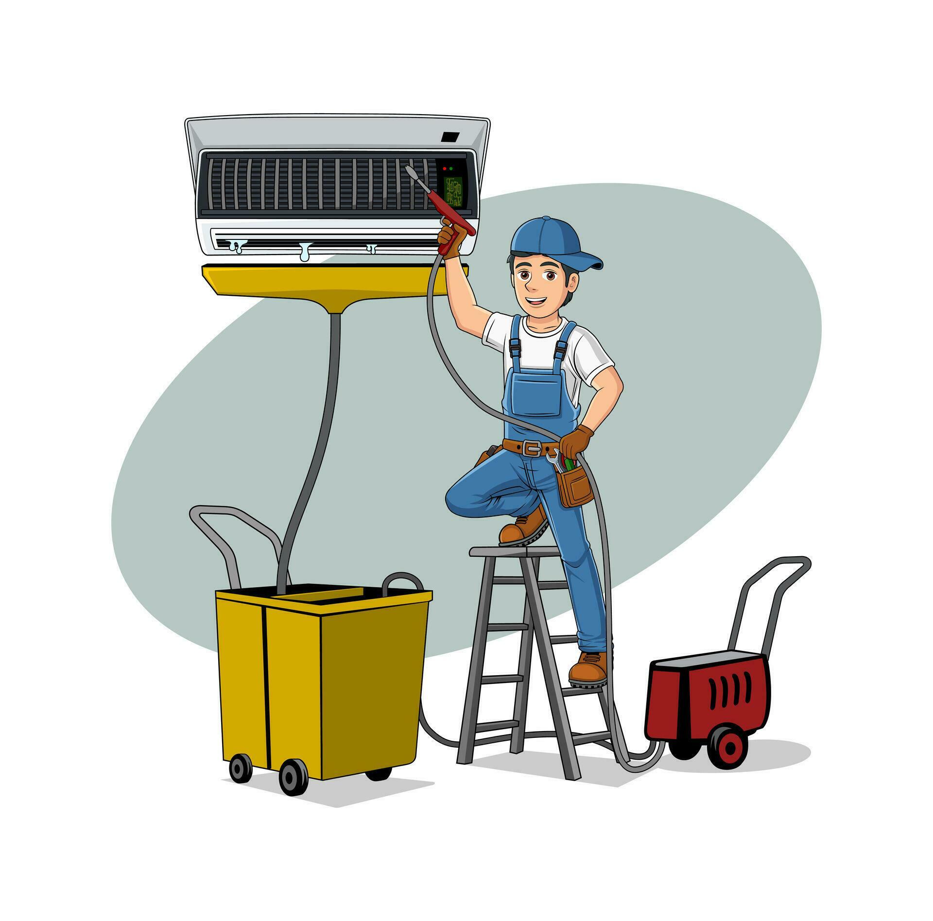HVAC Service Cartoon Character Design Illustration 36242698 Vector Art