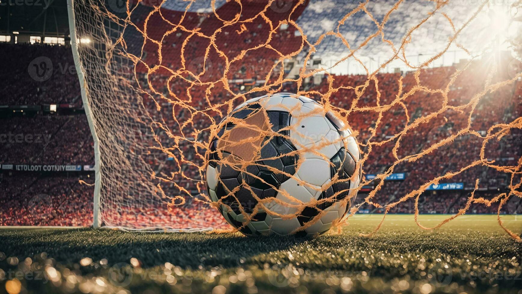 AI generated Soccer ball mesh background photo