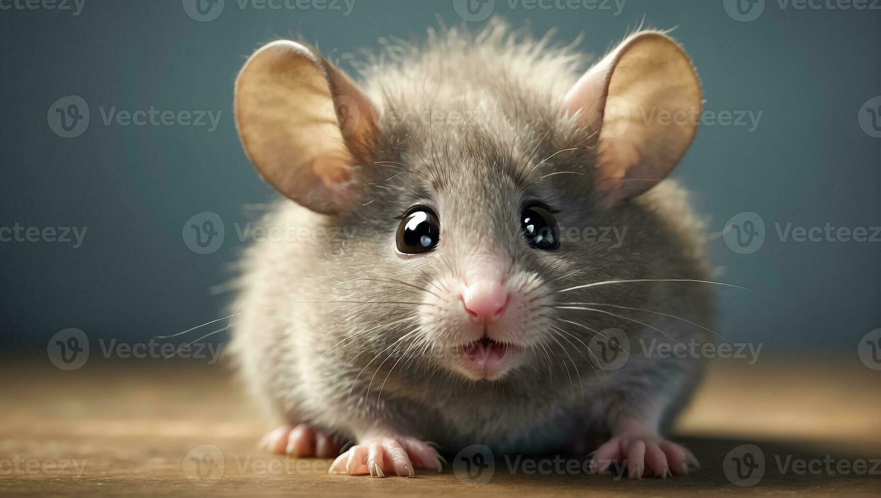 AI generated Cute funny fluffy mouse close up photo