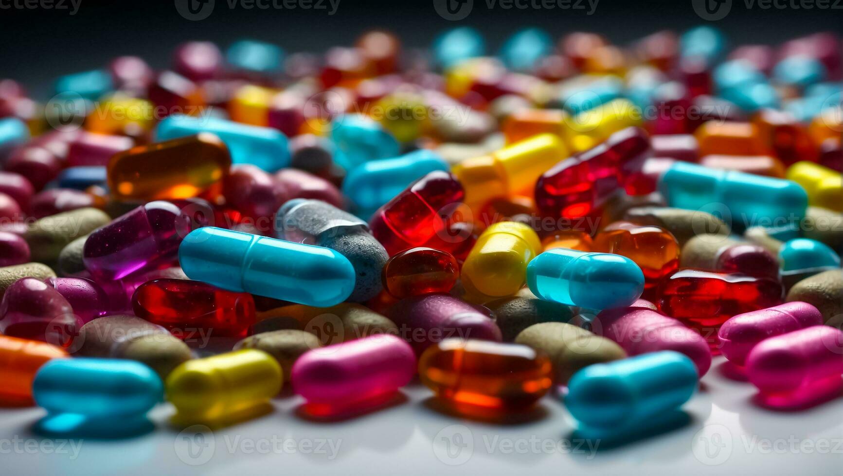 AI generated Colored pharmaceutical capsules background photo