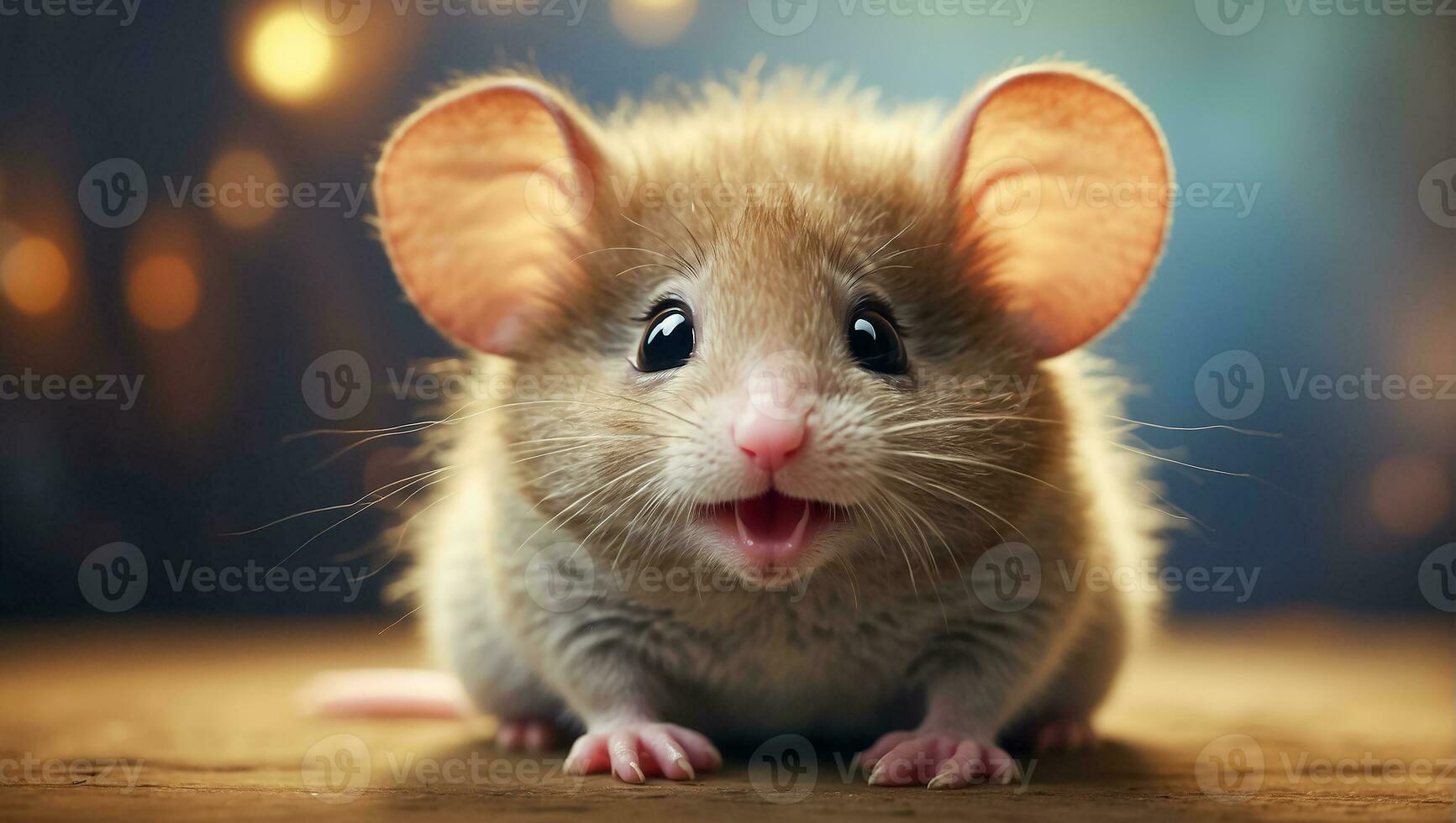 AI generated Cute funny fluffy mouse close up photo