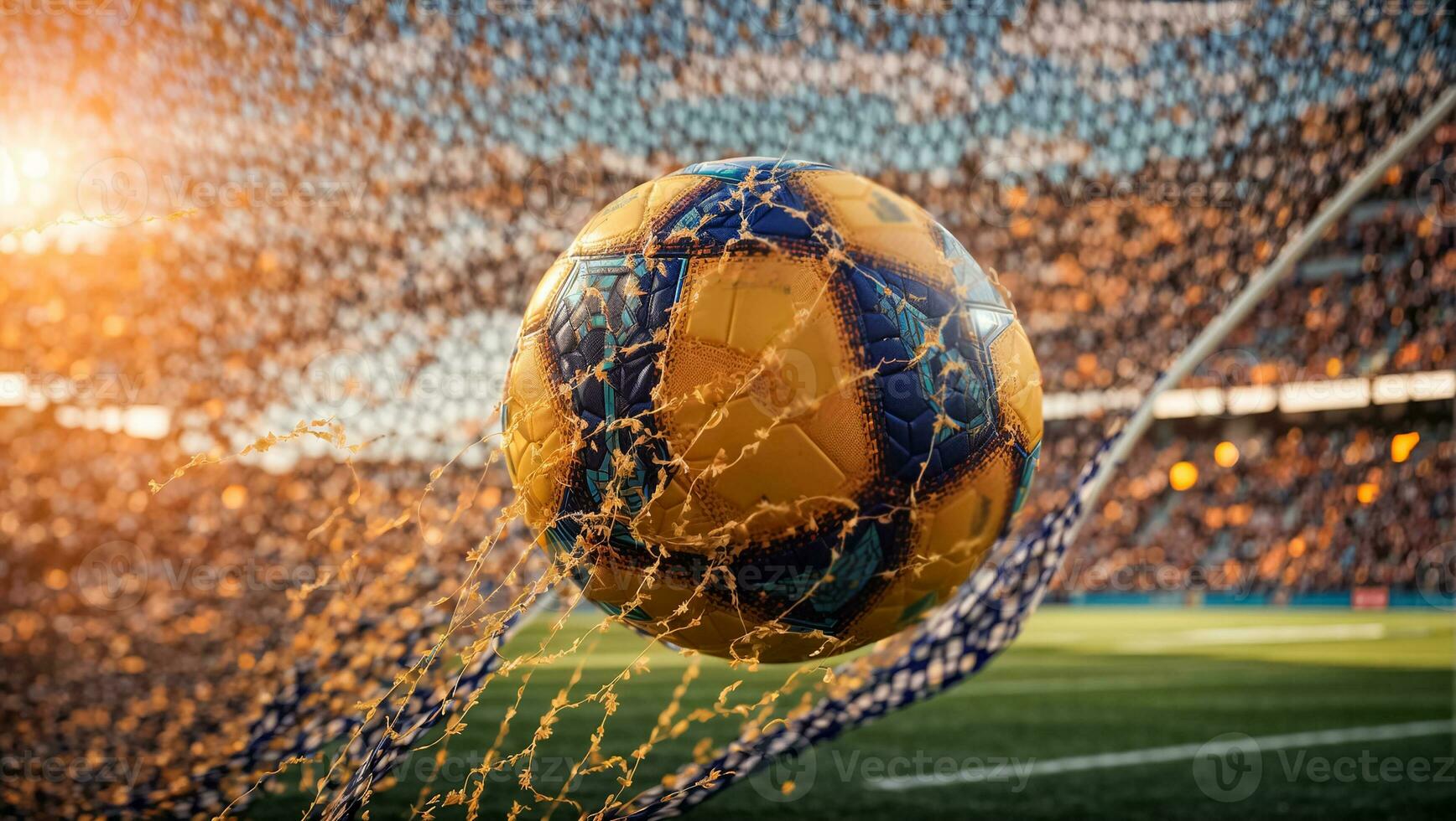 AI generated Soccer ball mesh background photo