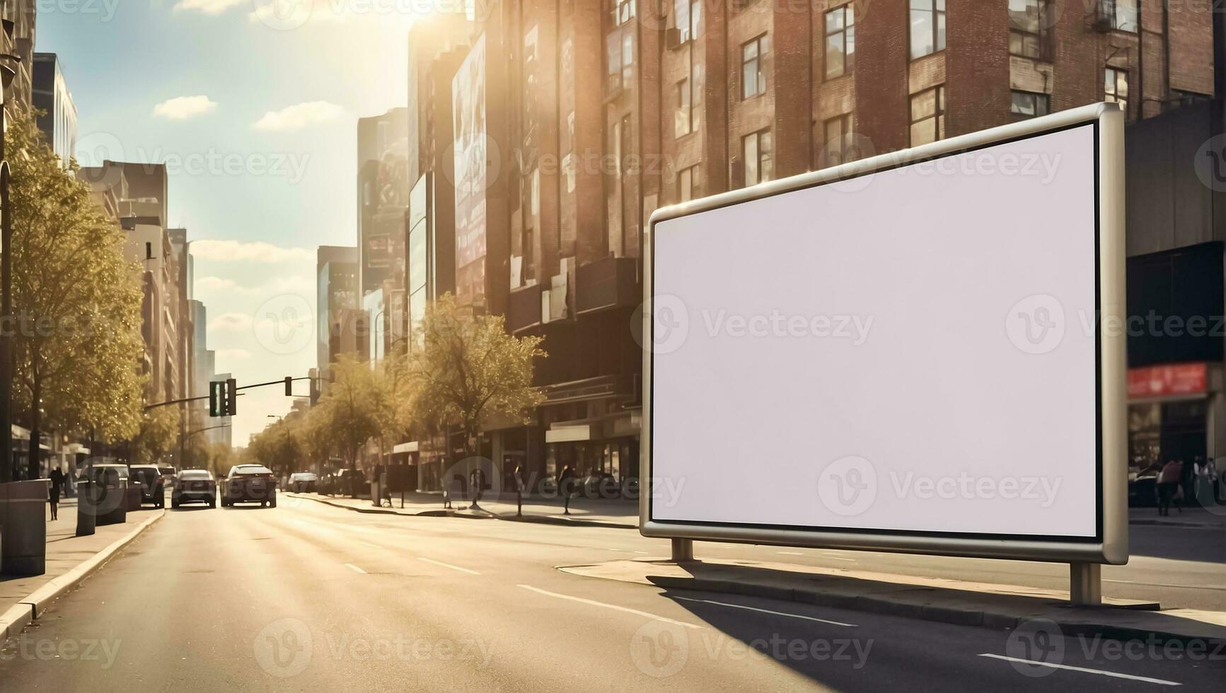 ai generado blanco publicidad bandera en el día calle foto