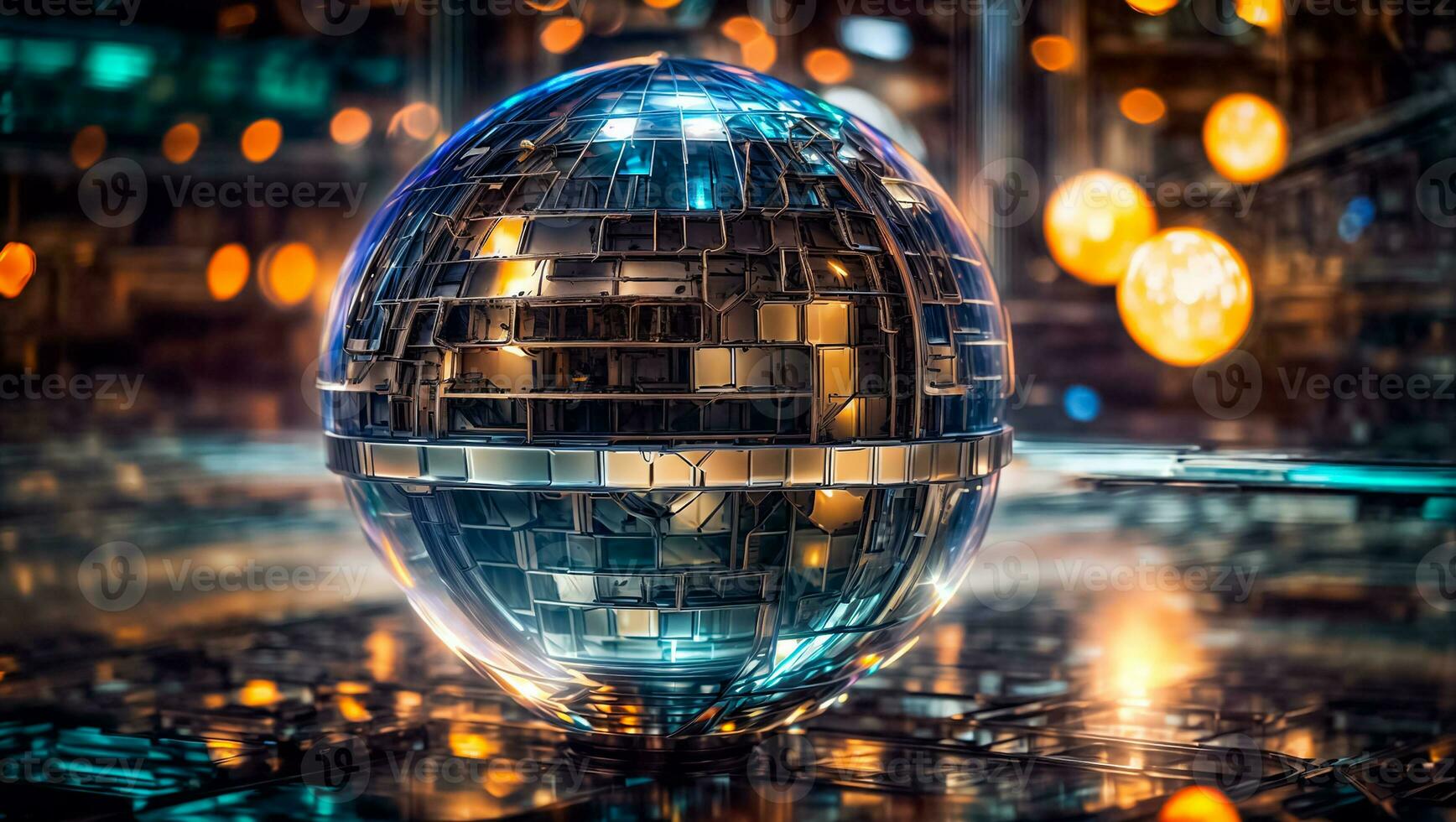 AI generated Beautiful colored disco ball closeup photo