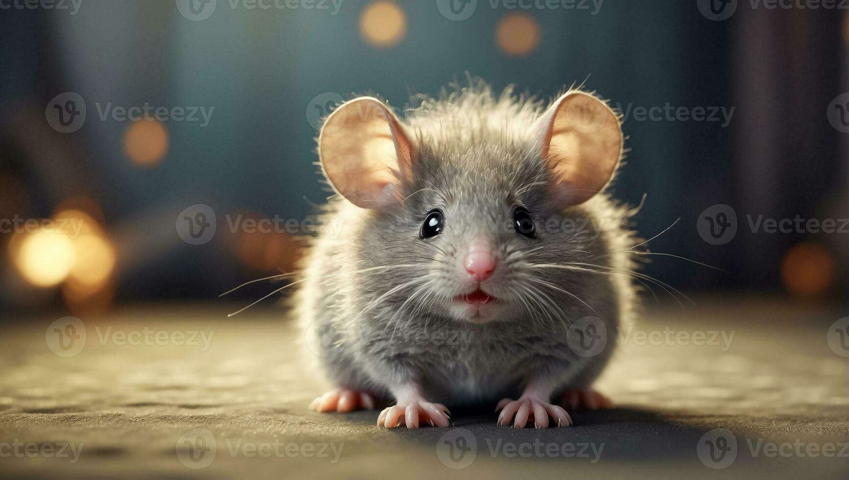 AI generated Cute funny fluffy mouse close up photo
