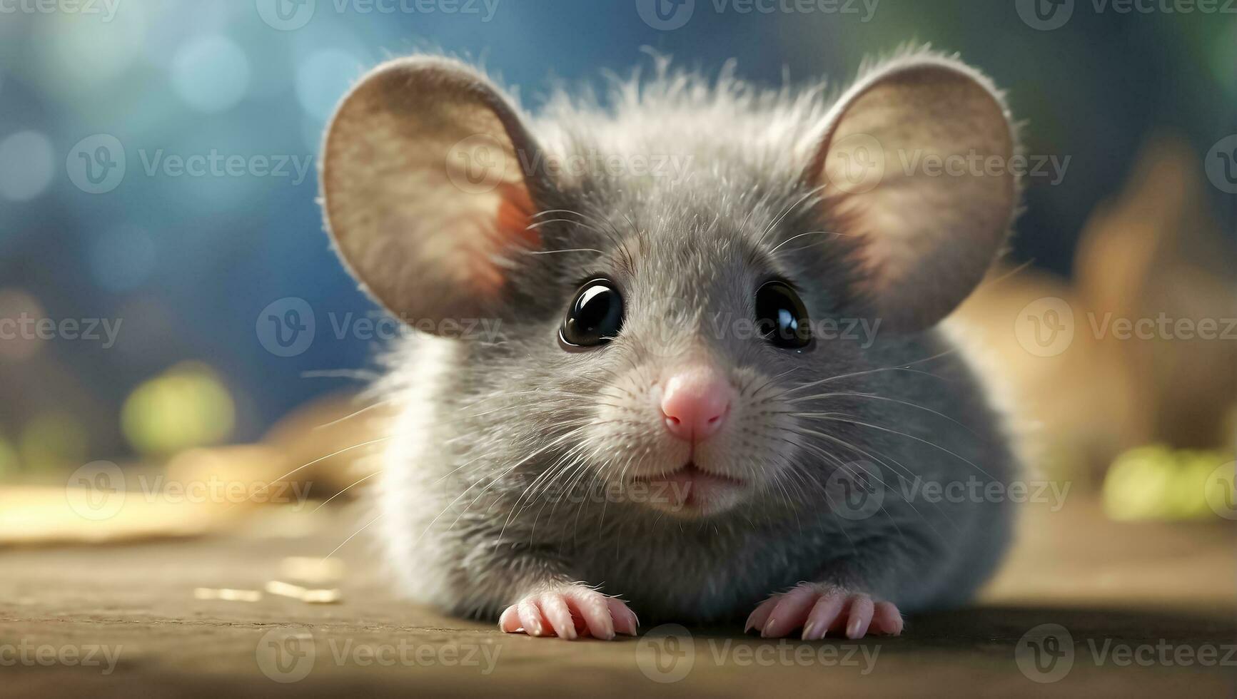 AI generated Cute funny fluffy mouse close up photo