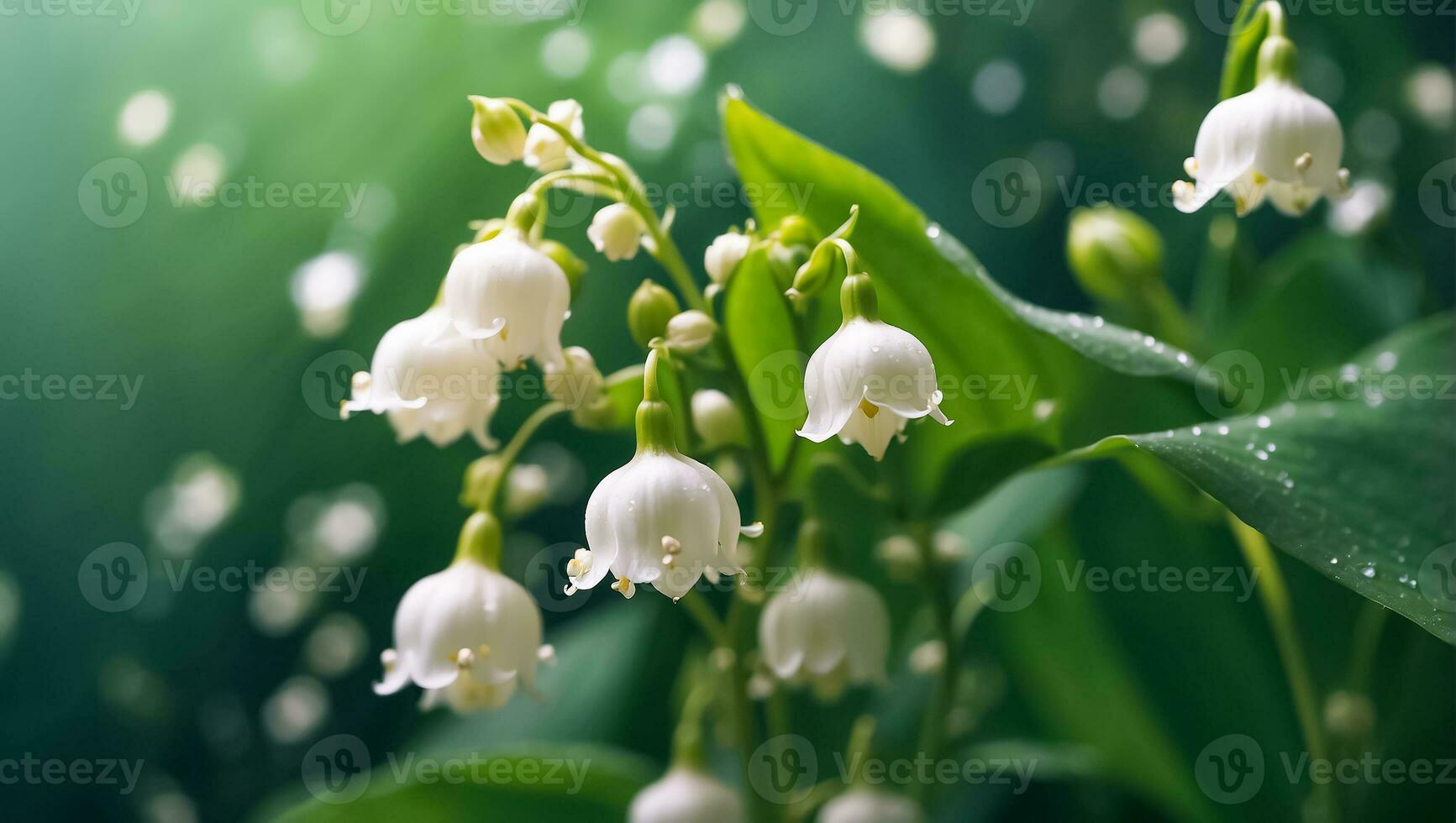 ai generado hermosa lirio de el Valle flor cerca arriba foto