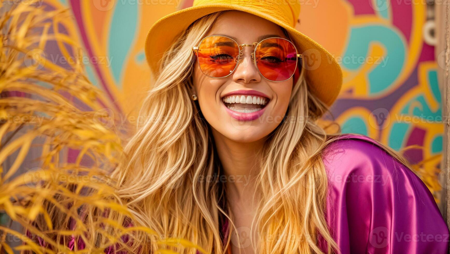 AI generated Portrait of a fashionable girl in sunglasses photo