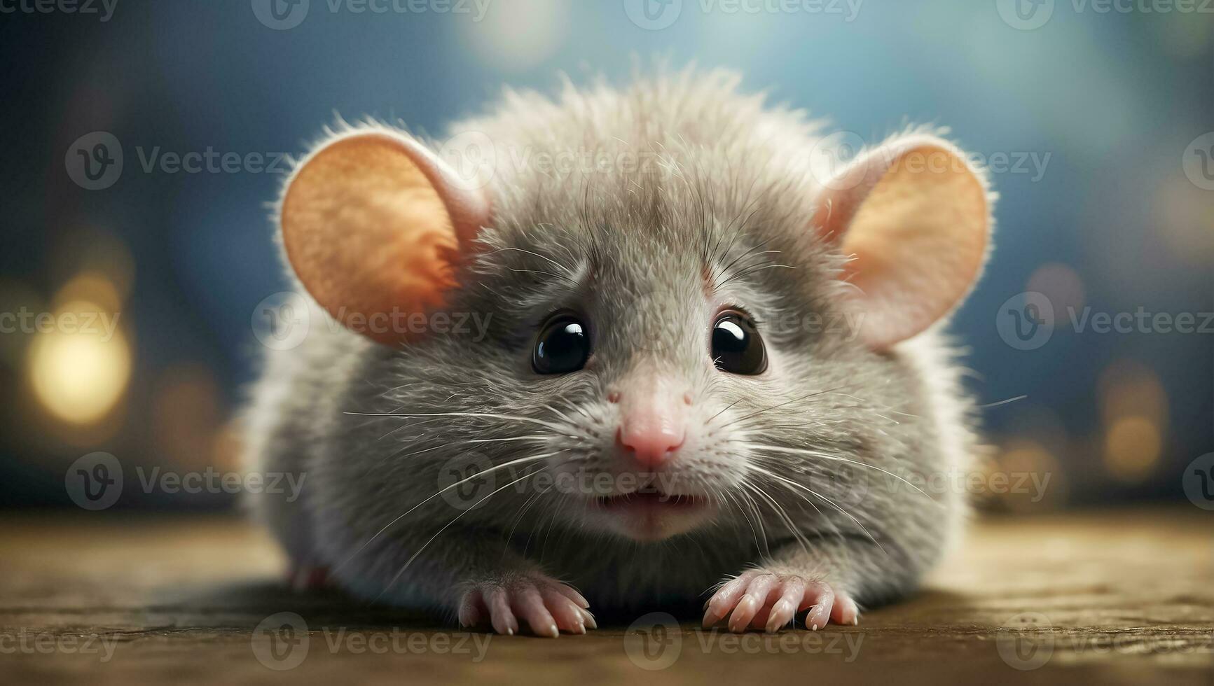 AI generated Cute funny fluffy mouse close up photo