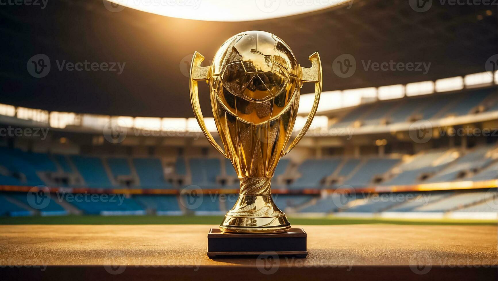 ai generado fútbol americano campeonato oro taza a el estadio foto