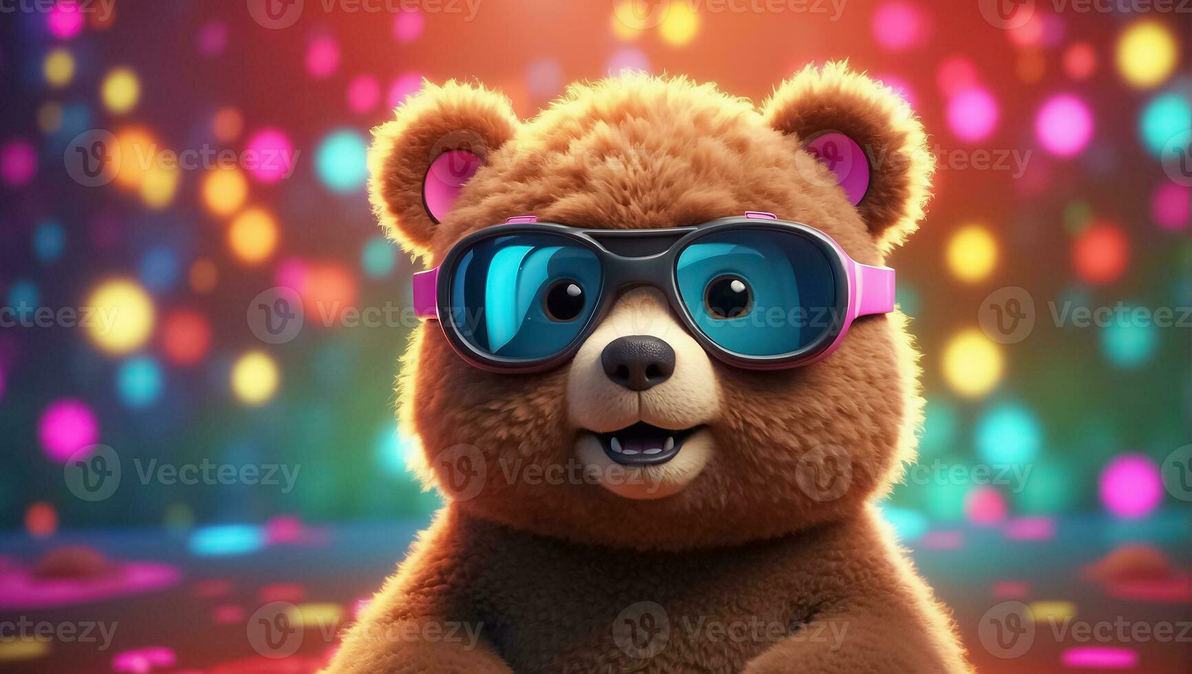 AI generated Cute toy bear in sunglasses photo