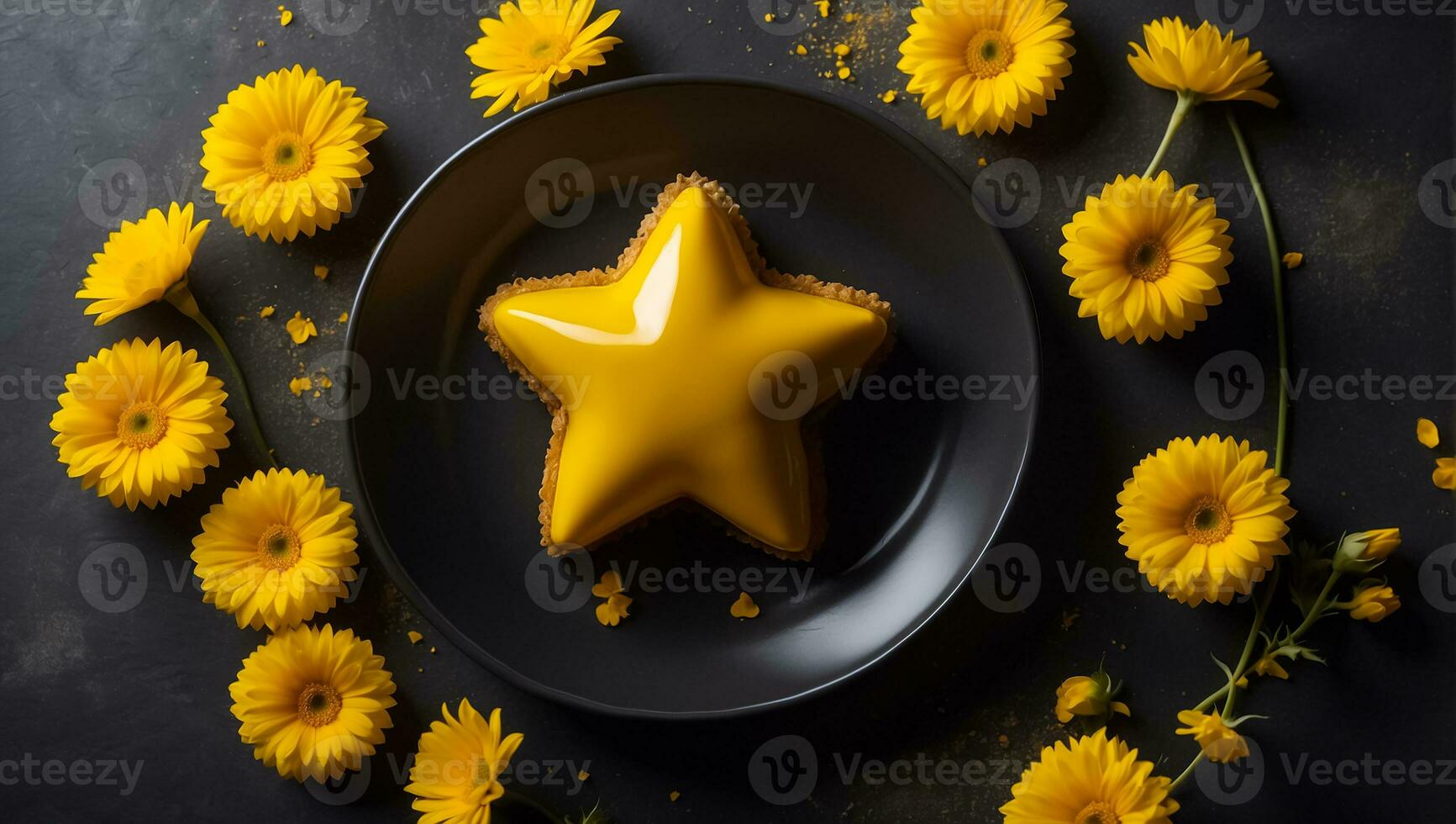 AI generated Beautiful cake with flowers on the table photo