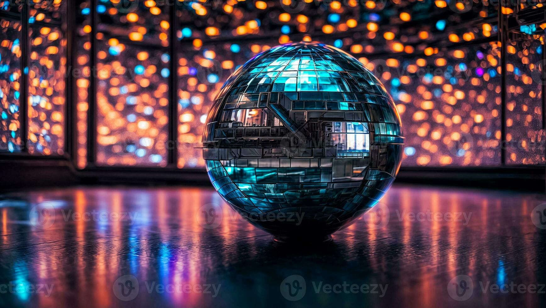 AI generated Beautiful colored disco ball closeup photo