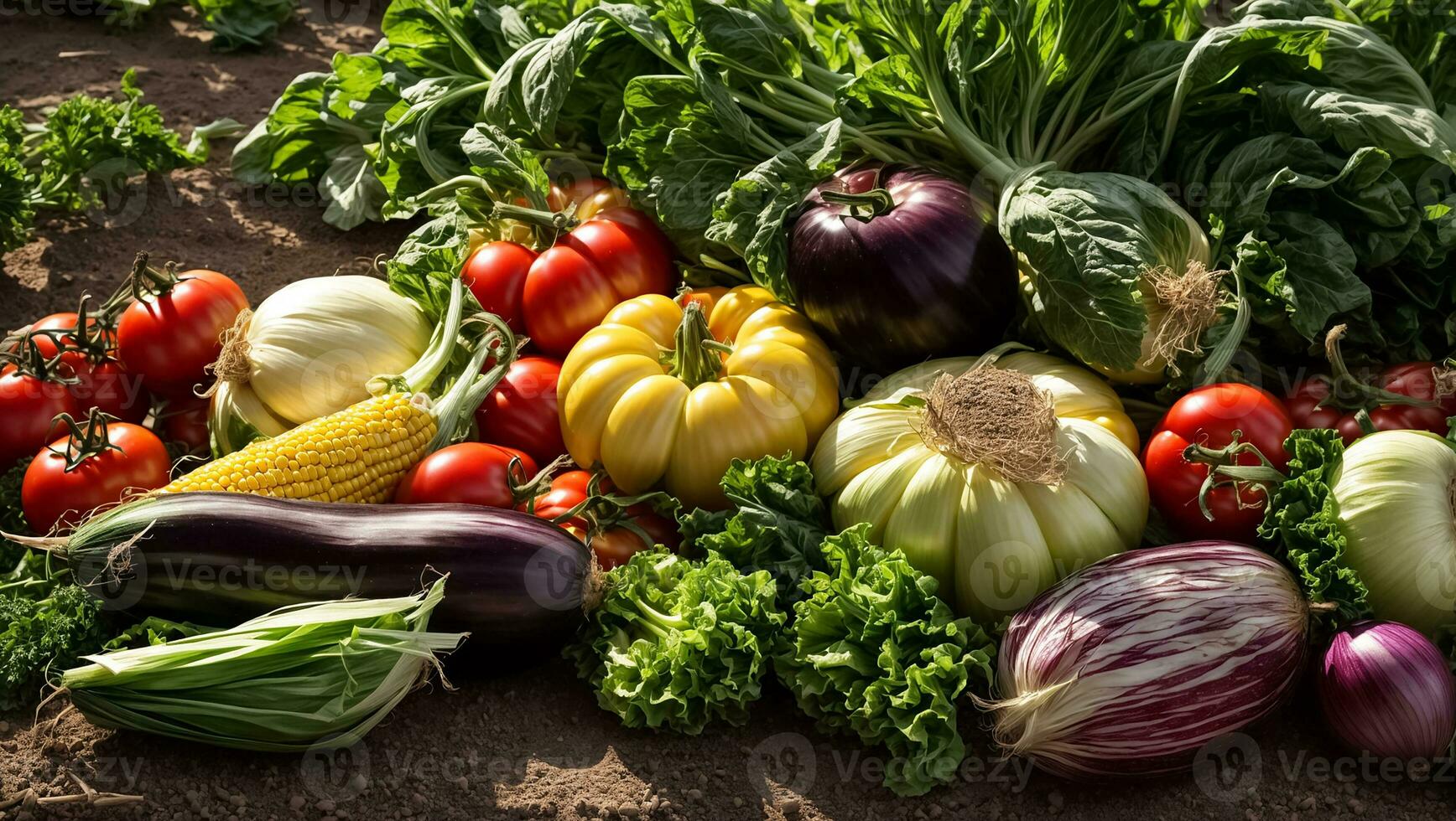 ai generado varios vegetales en el jardín foto