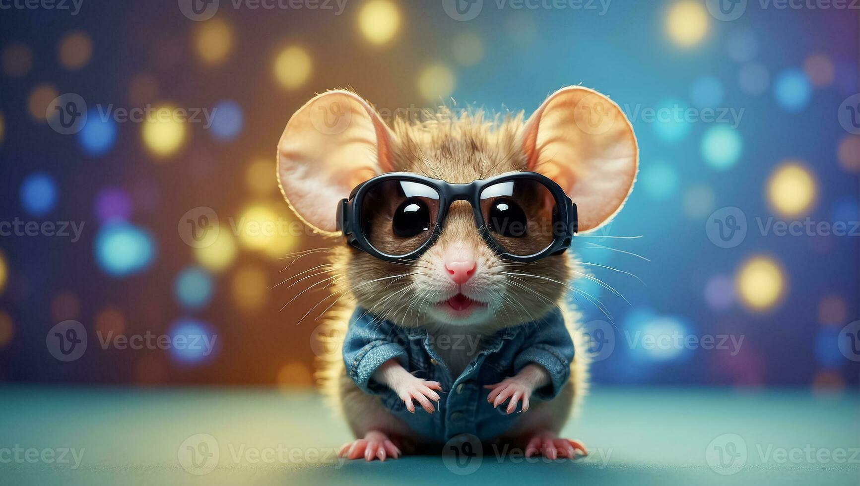 AI generated Cute funny mouse wearing sunglasses photo
