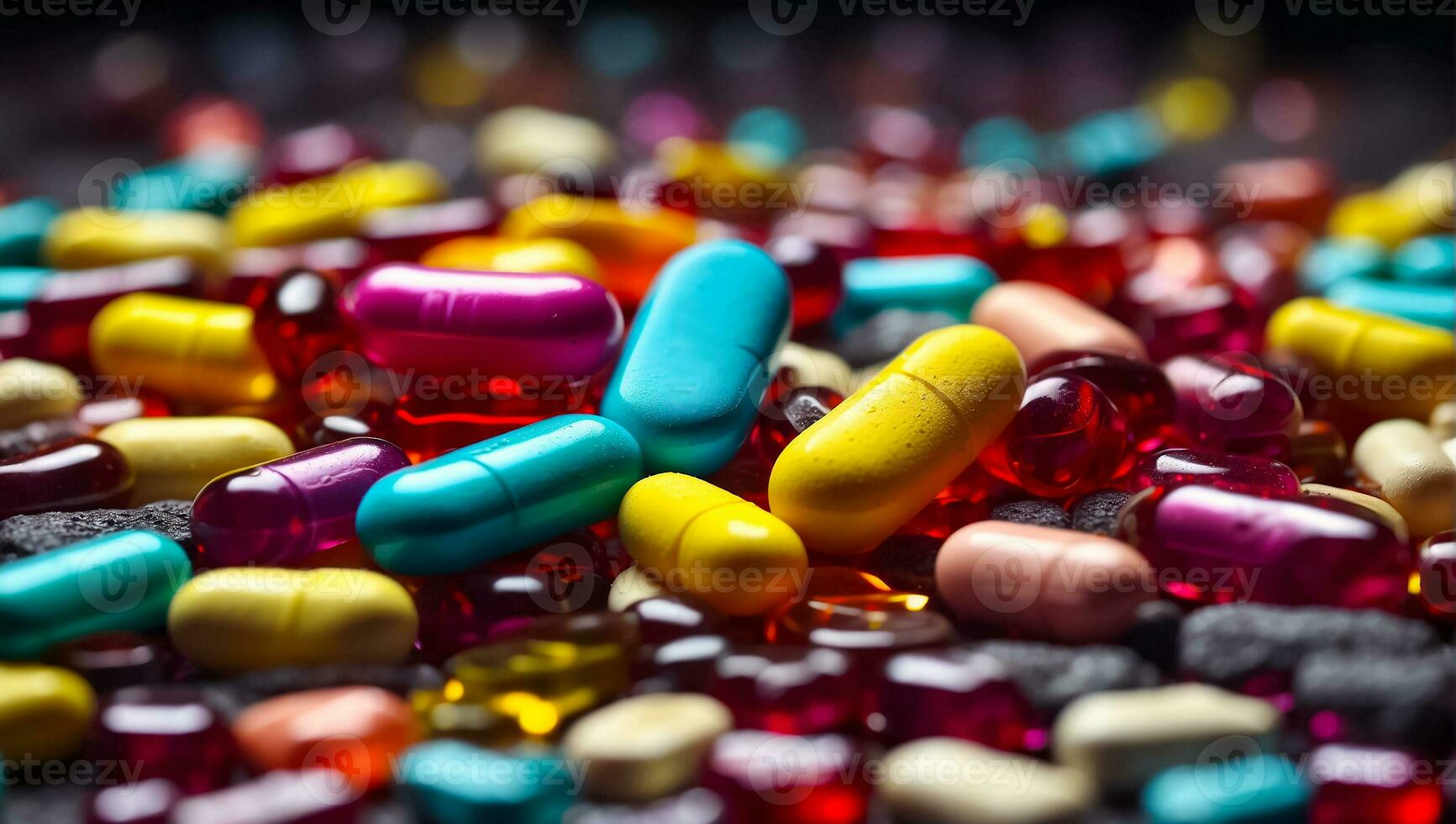 AI generated Colored pharmaceutical capsules background photo