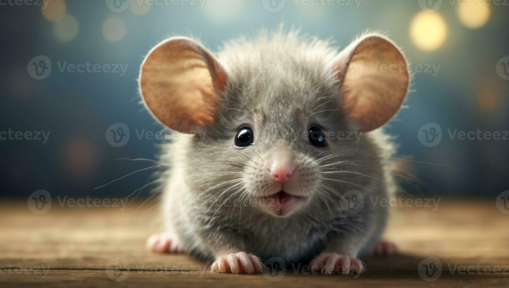 AI generated Cute funny fluffy mouse close up photo