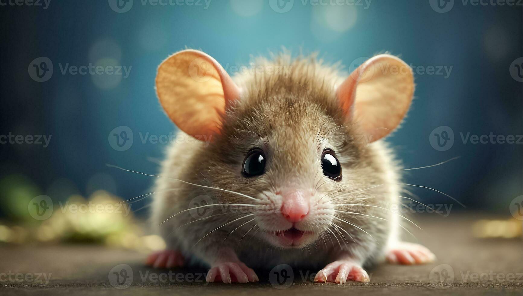 AI generated Cute funny fluffy mouse close up photo