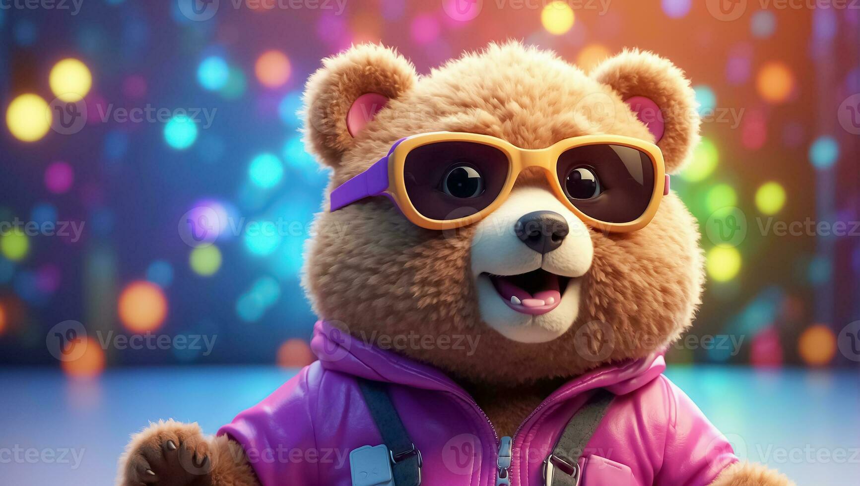 AI generated Cute toy bear in sunglasses photo