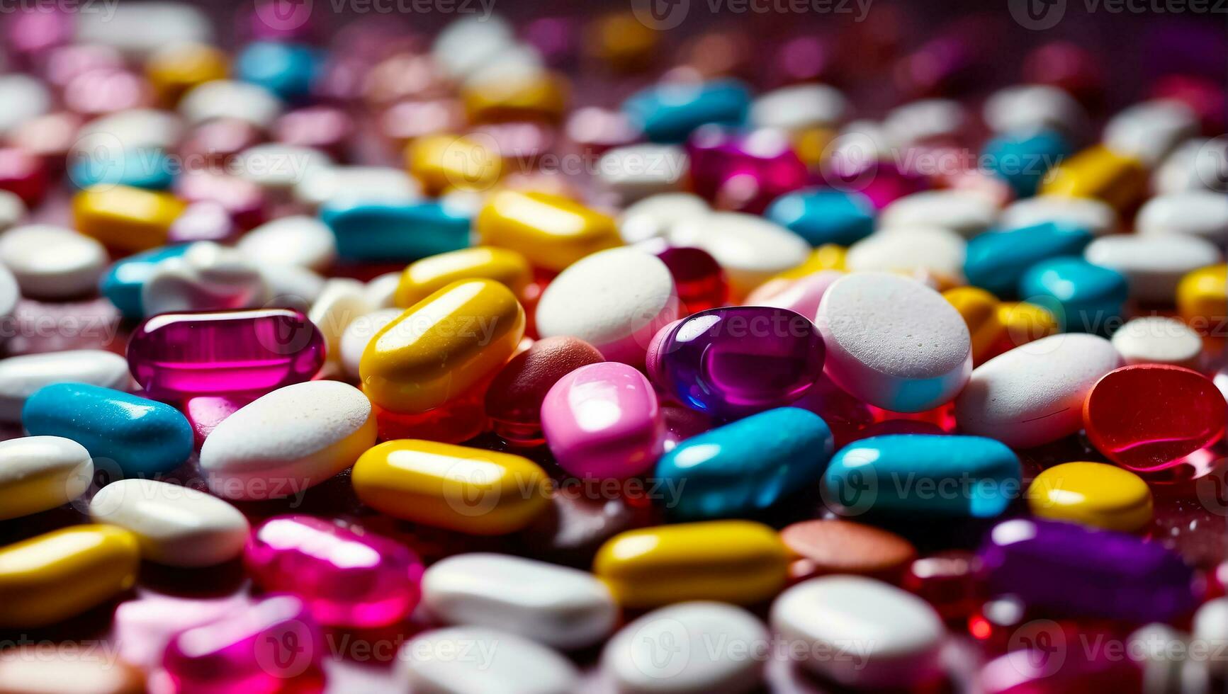 AI generated Colored pharmaceutical capsules background photo