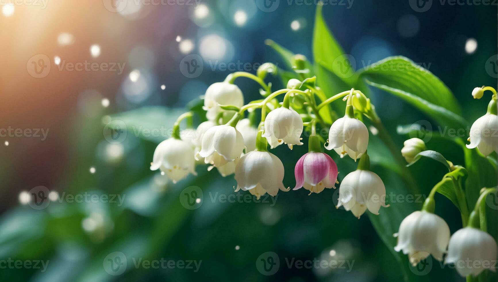 ai generado hermosa lirio de el Valle flor cerca arriba foto