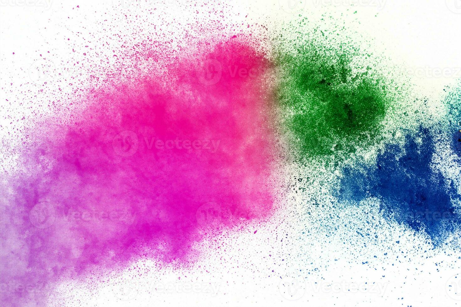 Colorful background of pastel powder explosion.Color dust splash on white background. photo
