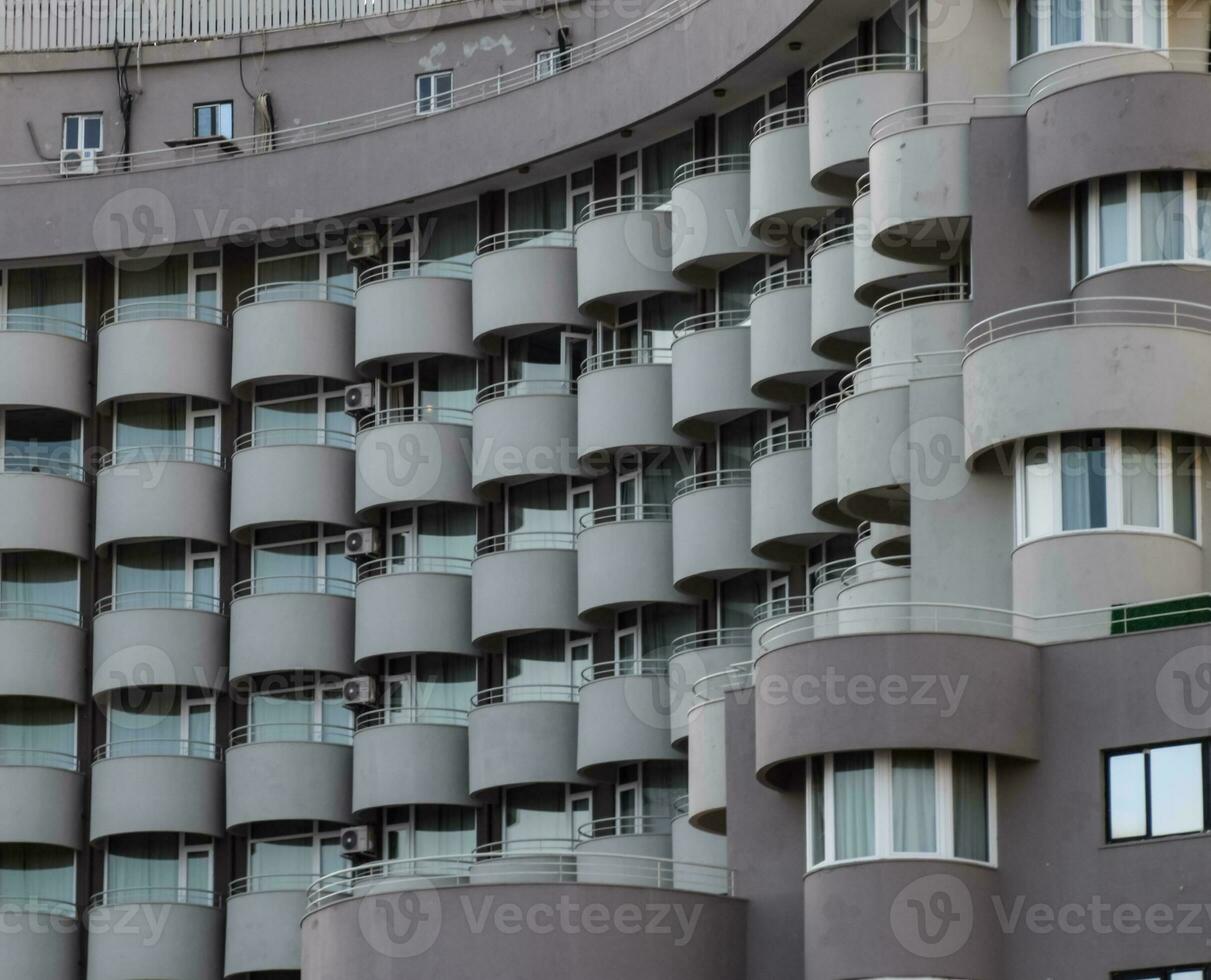 Hotel on coast of Antalya in Turkey, hotel balconies. photo