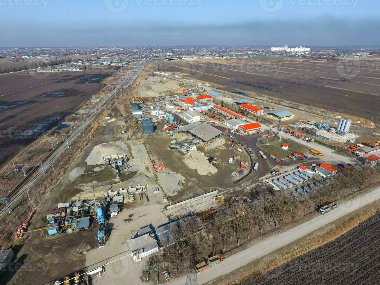 for road repair plant. The site with building materials for the photo