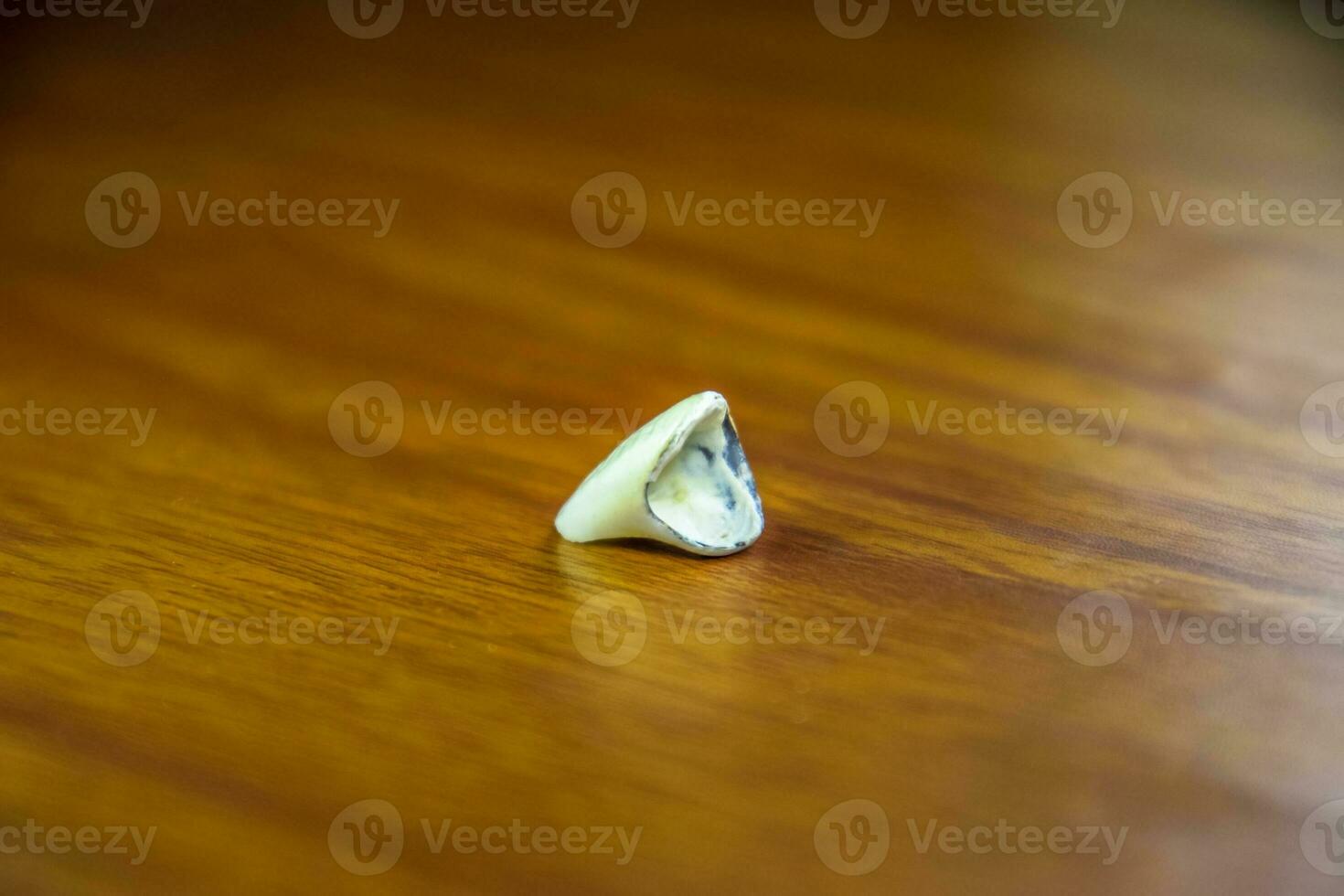 Tooth, metal ceramic crown on the table. Denture made of metal ceramics photo