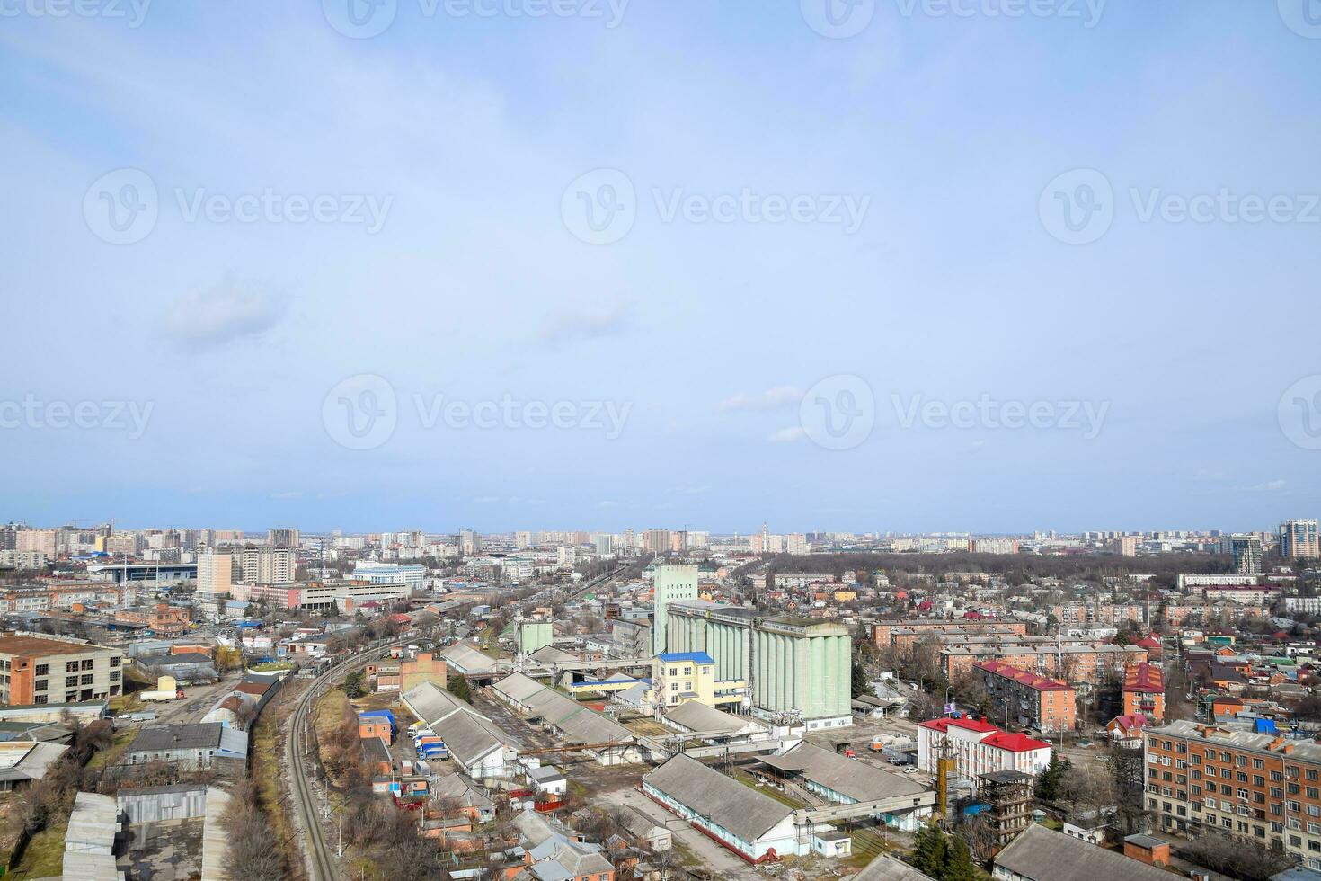 City landscape. The view from the heights of the 24th floor. Krasnodar city. Urban view. photo