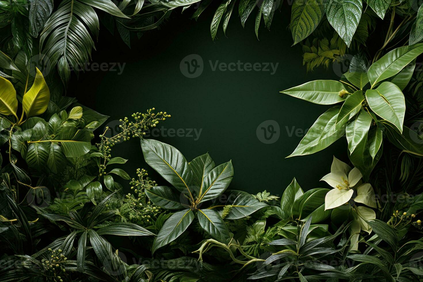 AI generated A harmonious tapestry of green leaves interwoven with nature elements, environmental images photo