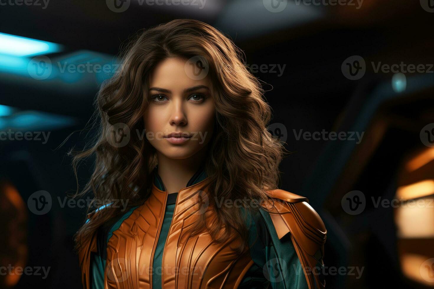 AI generated Heroic strength woman embodying superheroic power, empowering women images photo