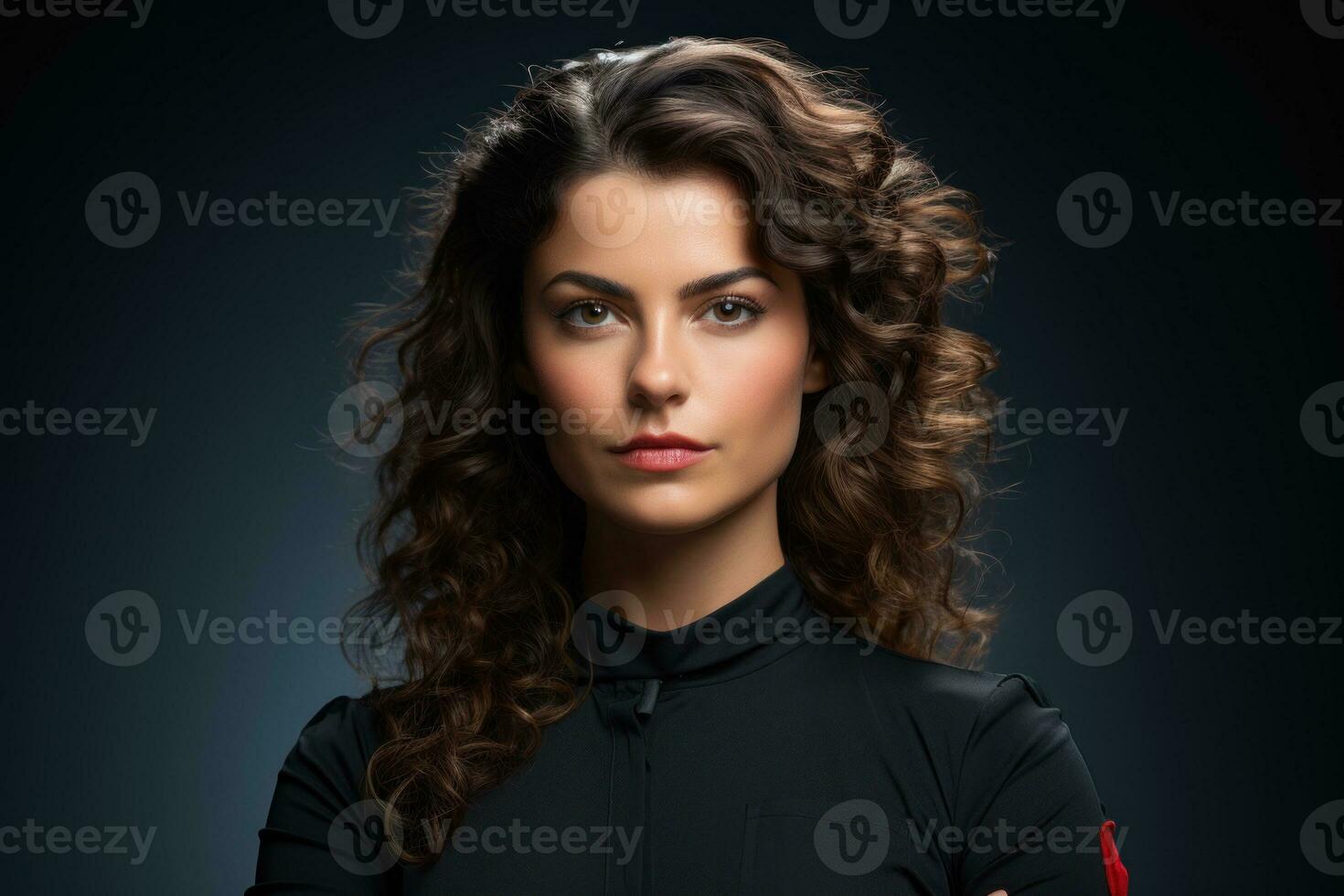 AI generated Commanding presence woman asserting authority with crossed arms, empowering women images photo