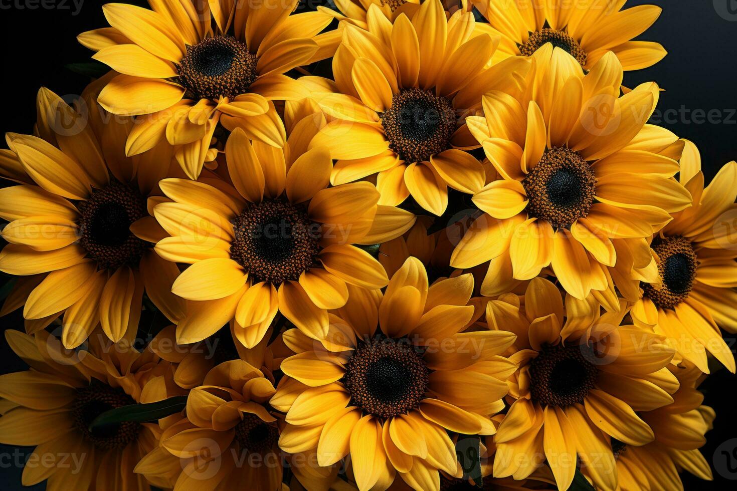 AI generated Sunflowers embracing shape and texture, spring photography photo
