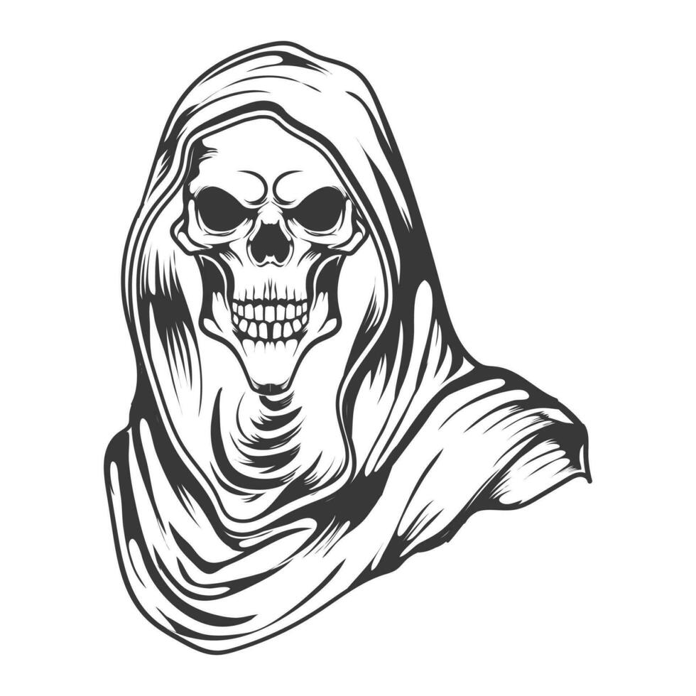 Spooky grim reaper skull  face vector design