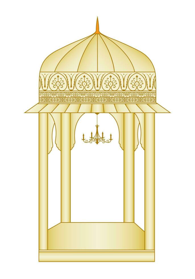 Oriental-style Mughal arch design element, Mughal art vector illustration