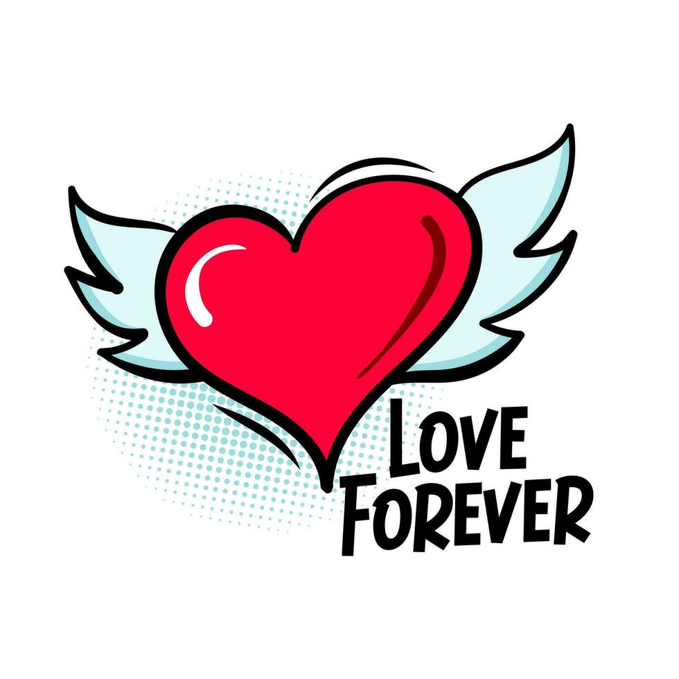 Love wings vector illustration. Suitable for couple in love design. Flying heart cartoon vector.